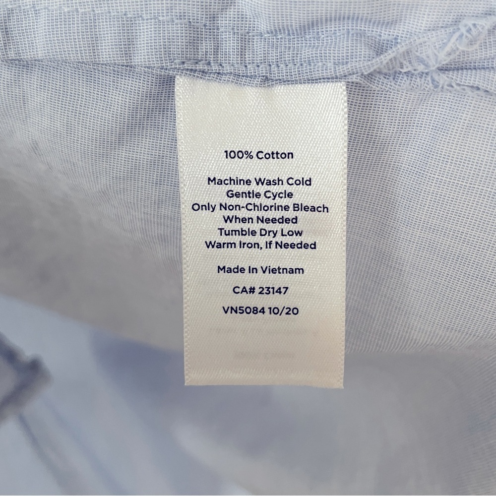 Talbots 100% Cotton Poplin Tie Short Sleeve Top End-On-End size XL - Picture 5 of 6